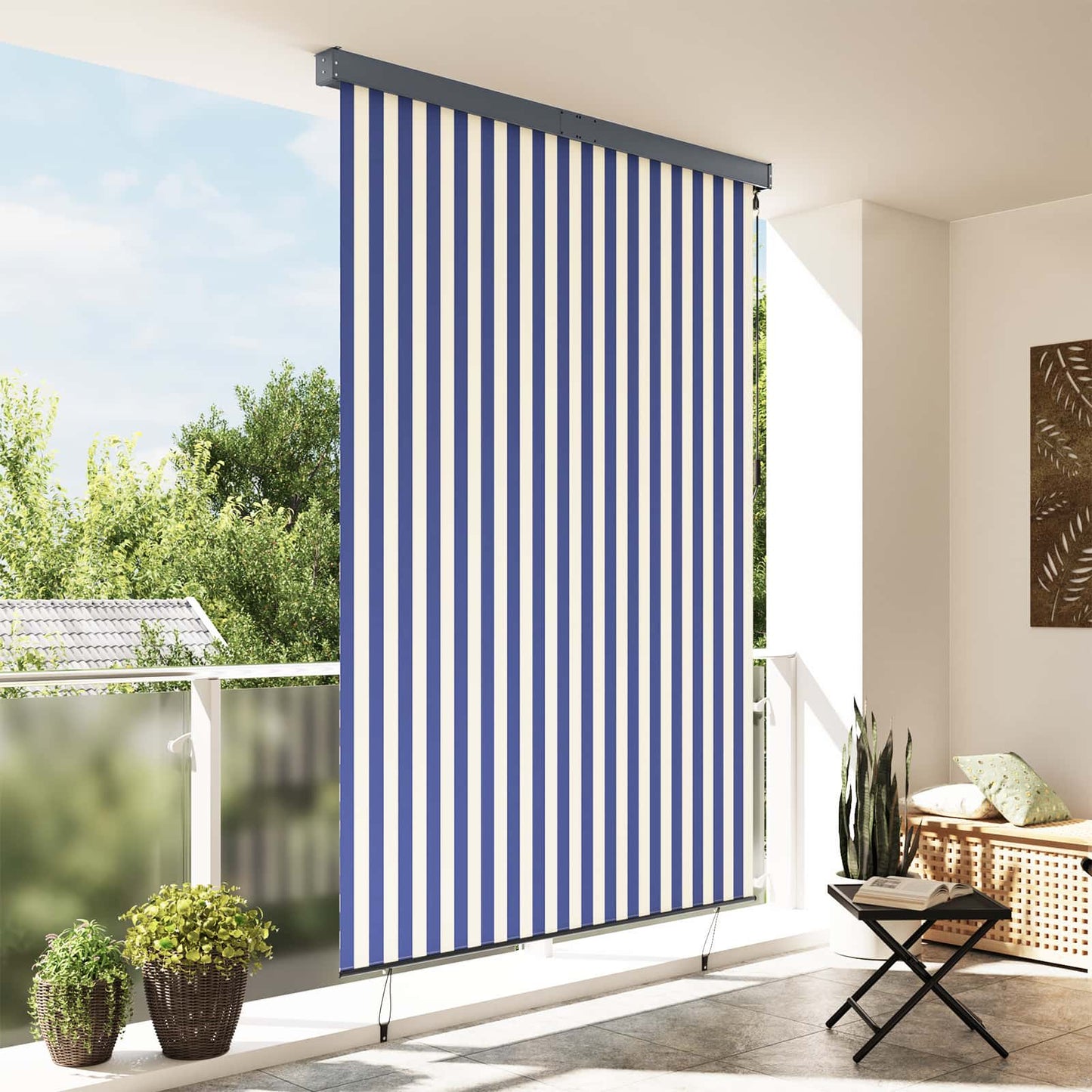 vidaXL Ρόλερ Μπλε και άσπρο 180 x 250 cm Ύφασμα και Αλουμίνιο