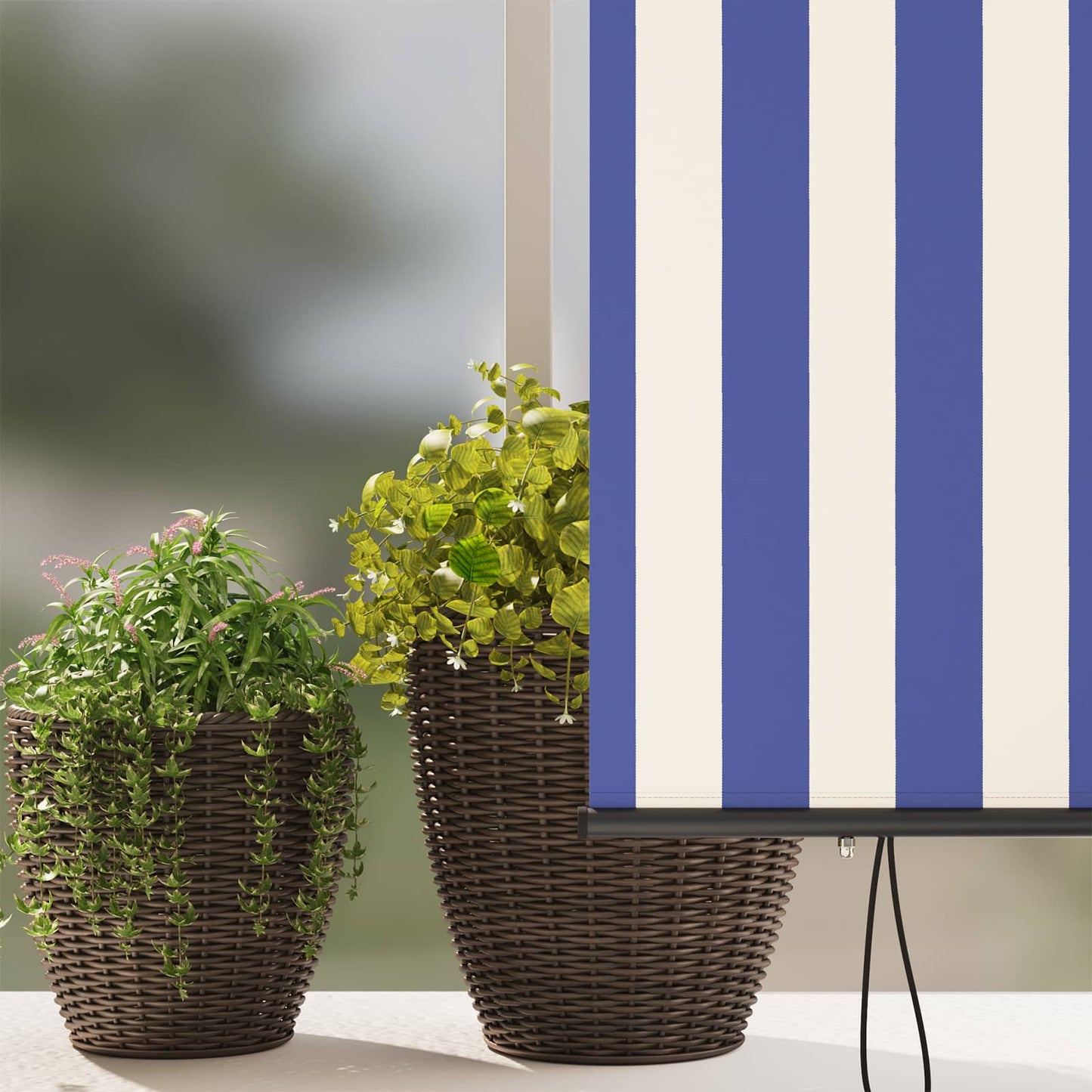 vidaXL Ρόλερ Μπλε και άσπρο 180 x 250 cm Ύφασμα και Αλουμίνιο
