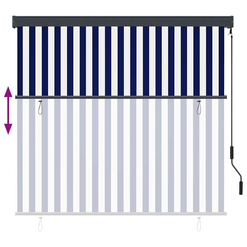 vidaXL Ρόλερ Μπλε και άσπρο 180 x 250 cm Ύφασμα και Αλουμίνιο