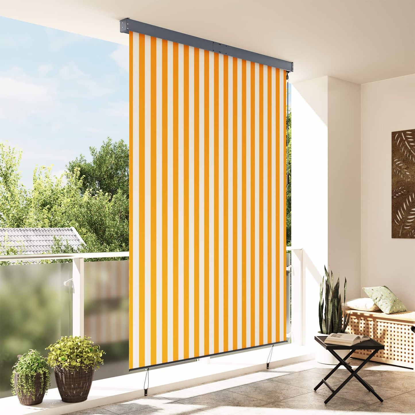 vidaXL Ρόλερ Λευκό και Πορτοκαλί 180 x 250 cm Ύφασμα και Αλουμίνιο