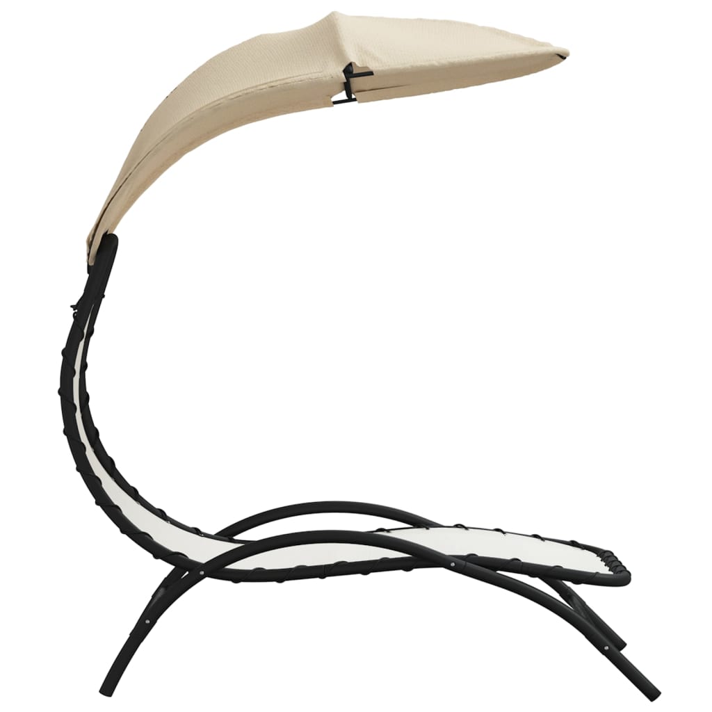 vidaXL Ξαπλώστρα με Σκίαστρο Κρεμ 167x80x195 εκ. από Ύφασμα και Ατσάλι