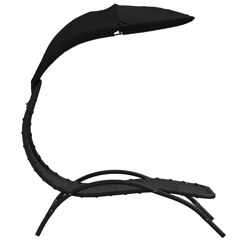 vidaXL Ξαπλώστρα με Σκίαστρο Μαύρη 167x80x195 εκ. Ύφασμα και Ατσάλι