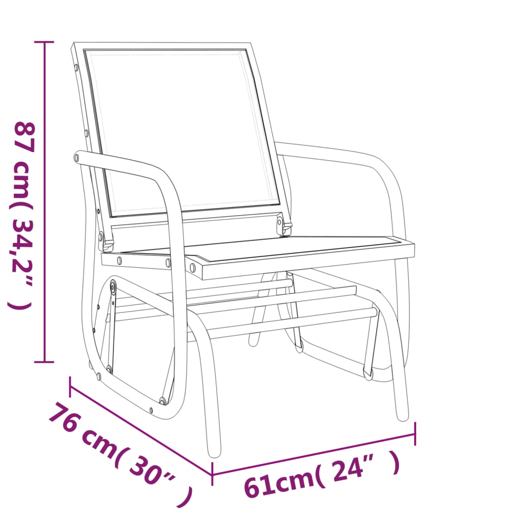 vidaXL Καρέκλα Κουνιστή Καφέ 61 x 76 x 87 εκ. από Textilene & Ατσάλι