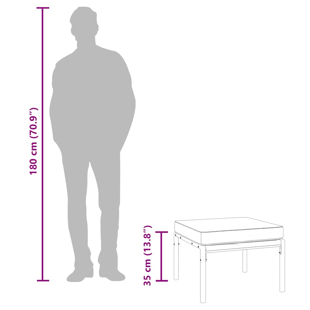 vidaXL Υποπόδια Κήπου 2 τεμ. 60 x 60 x 35 εκ Ατσάλι με Γκρι Μαξιλάρια