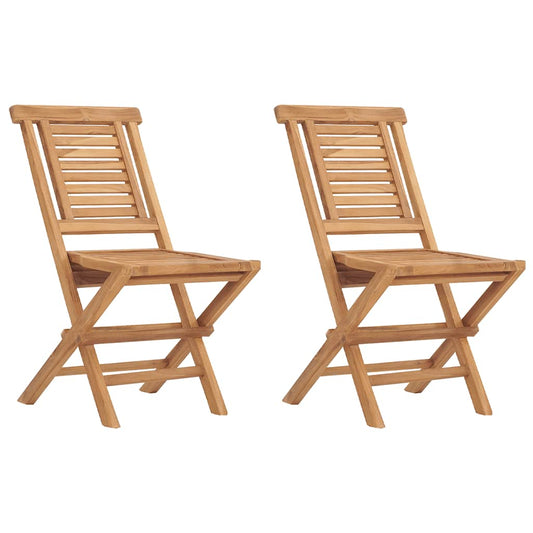 vidaXL Καρέκλες Κήπου Πτυσσόμενες 2 τεμ. 47x63x90 εκ. Μασίφ Ξύλο Teak