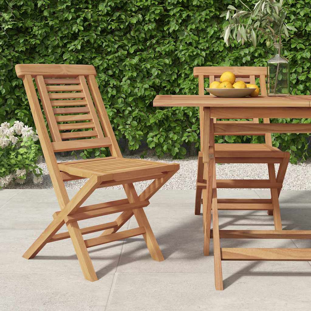 vidaXL Καρέκλες Κήπου Πτυσσόμενες 2 τεμ. 47x63x90 εκ. Μασίφ Ξύλο Teak