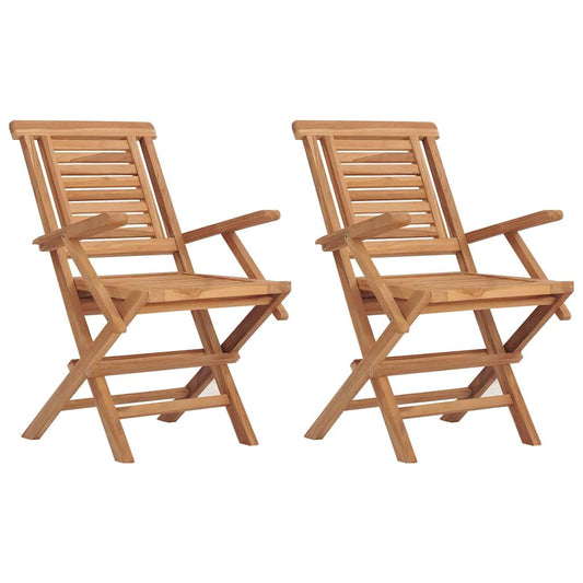 vidaXL Καρέκλες Κήπου Πτυσσόμενες 2 τεμ. 56x63x90 εκ. Μασίφ Ξύλο Teak