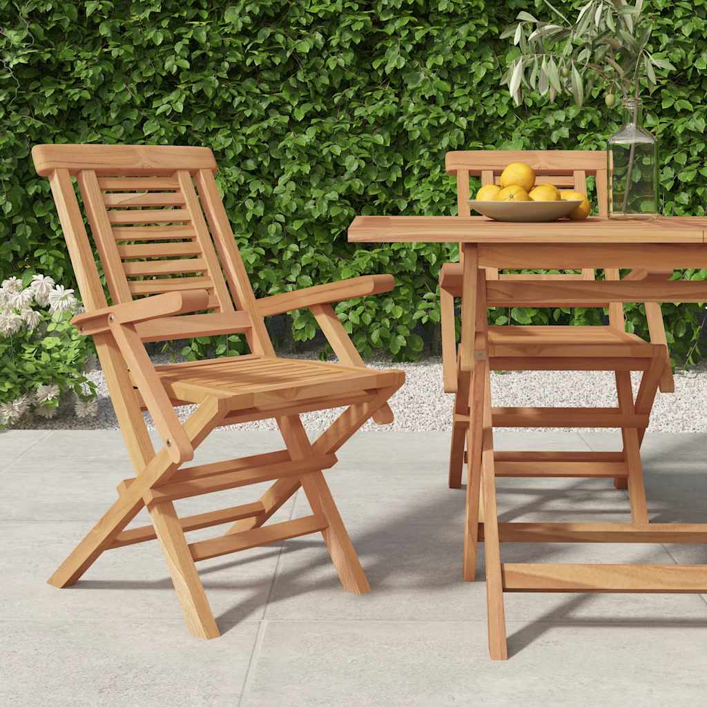 vidaXL Καρέκλες Κήπου Πτυσσόμενες 2 τεμ. 56x63x90 εκ. Μασίφ Ξύλο Teak