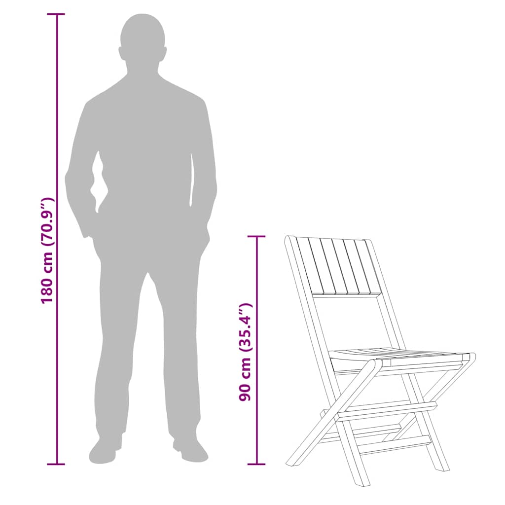 vidaXL Καρέκλες Κήπου Πτυσσόμενες 2 τεμ. 47x61x90 εκ. Μασίφ Ξύλο Teak