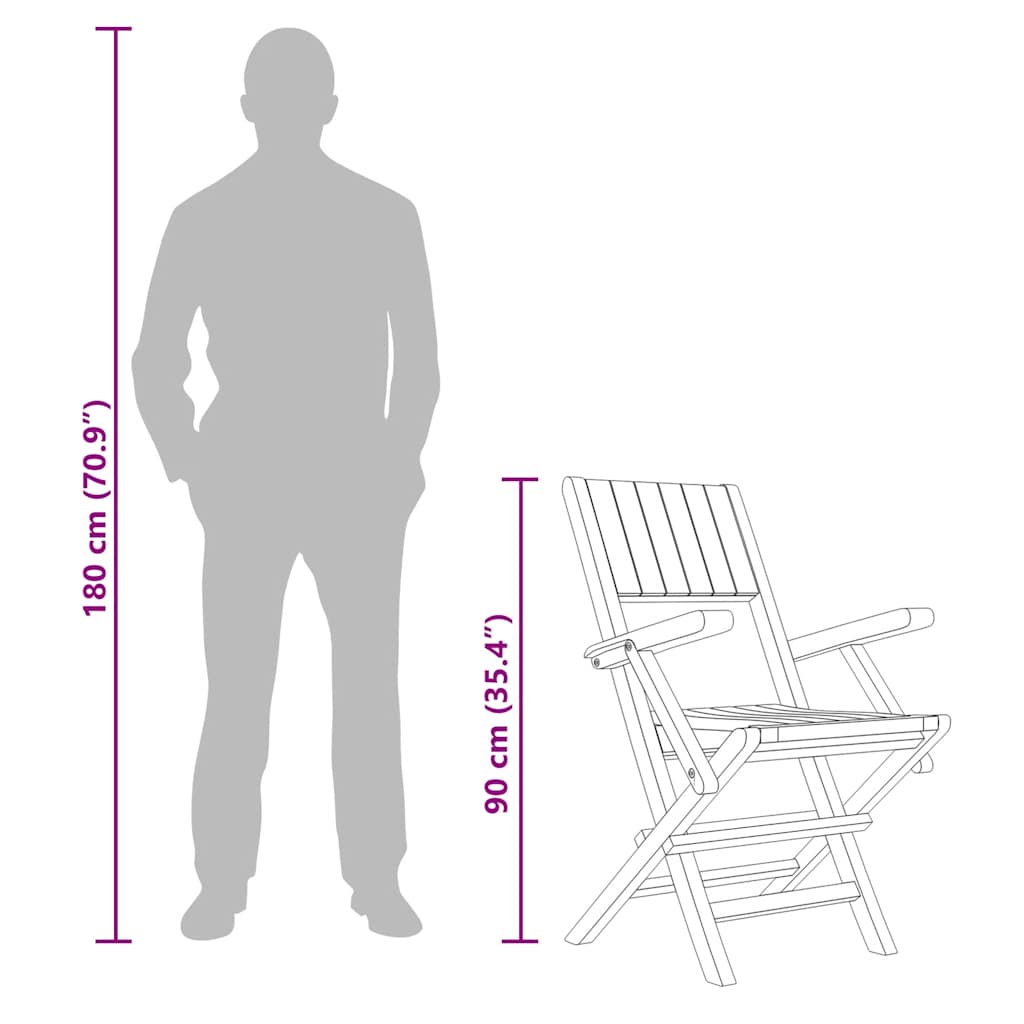 vidaXL Καρέκλες Κήπου Πτυσσόμενες 2 τεμ. 55x61x90 εκ. Μασίφ Ξύλο Teak