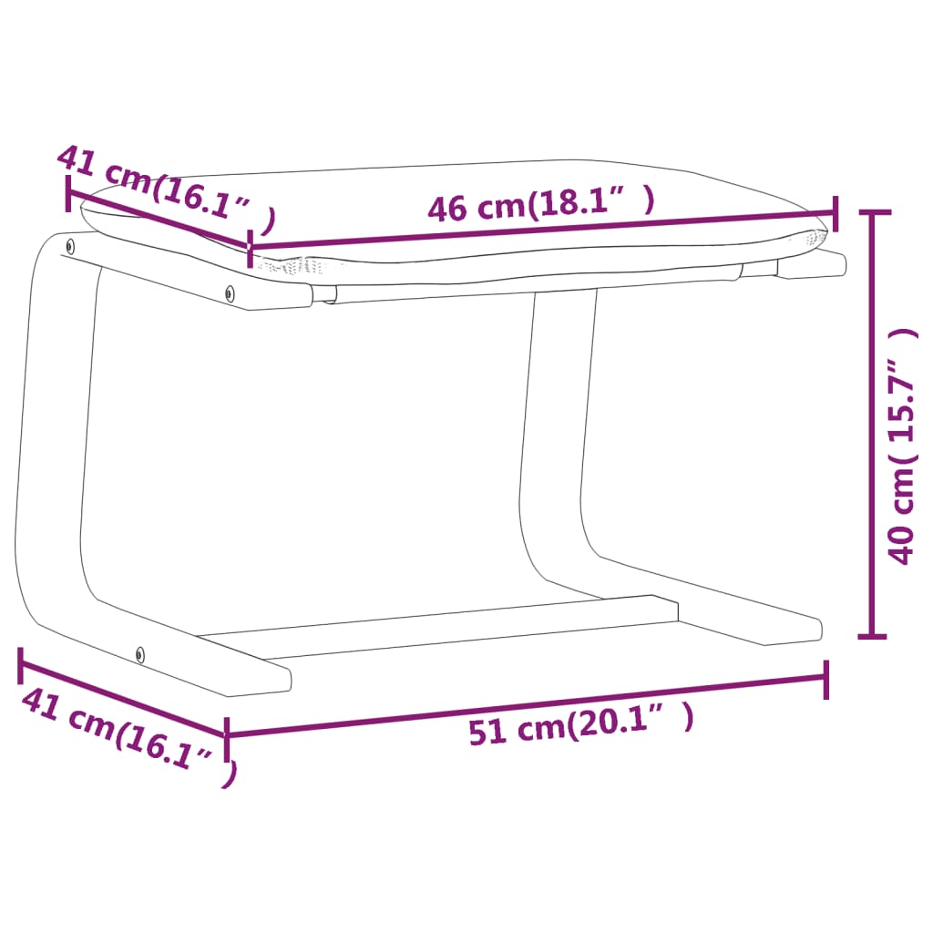 vidaXL Υποπόδιο Σκούρο Γκρι 51 x 41 x 40 εκ. Υφασμάτινο