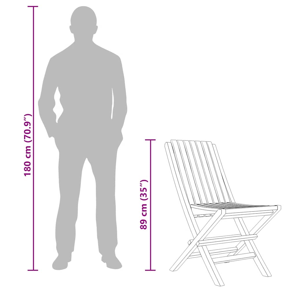 vidaXL Καρέκλες Κήπου Πτυσσόμενες 4 τεμ. 47x47x89 εκ. Μασίφ Ξύλο Teak