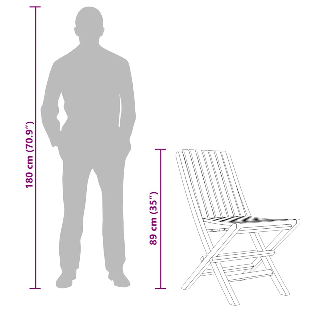 vidaXL Καρέκλες Κήπου Πτυσσόμενες 6 τεμ. 47x47x89 εκ. Μασίφ Ξύλο Teak