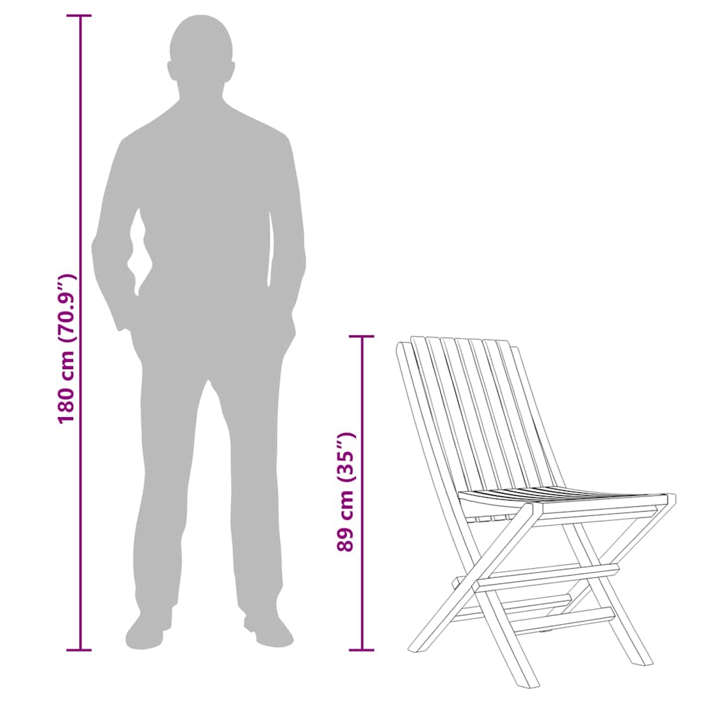 vidaXL Καρέκλες Κήπου Πτυσσόμενες 8 τεμ. 47x47x89 εκ. Μασίφ Ξύλο Teak