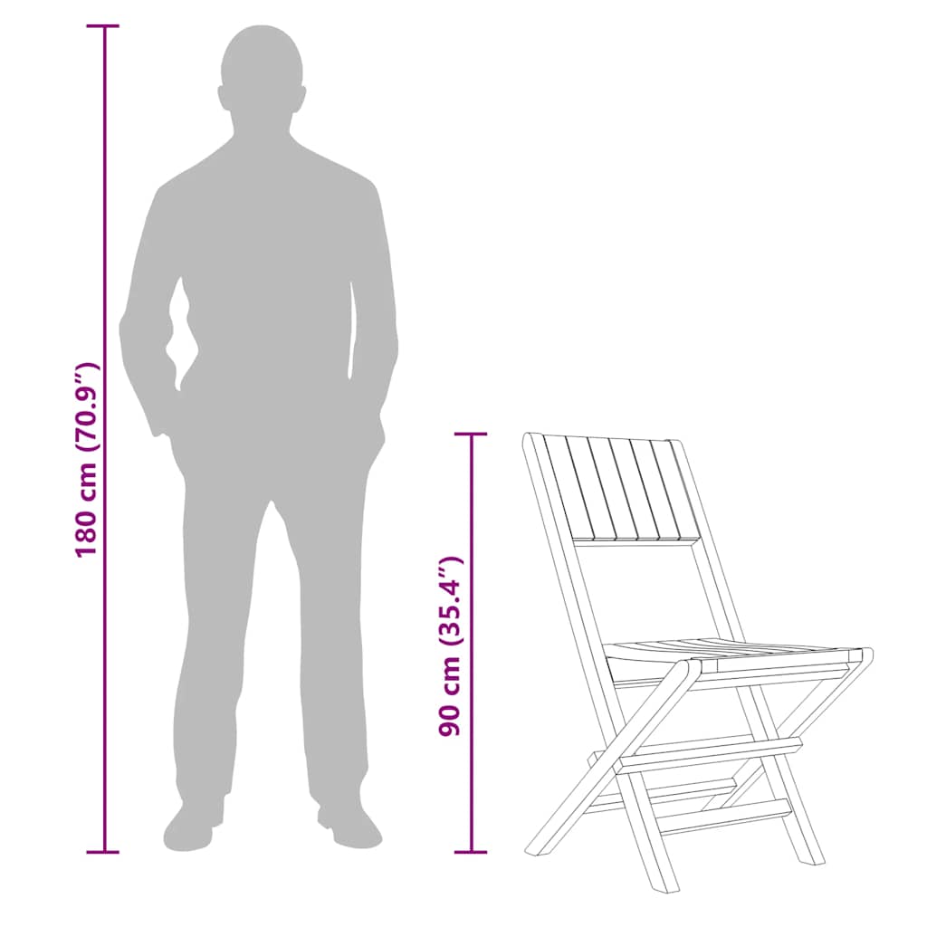 vidaXL Καρέκλες Κήπου Πτυσσόμενες 6 τεμ. 47x61x90 εκ. Μασίφ Ξύλο Teak