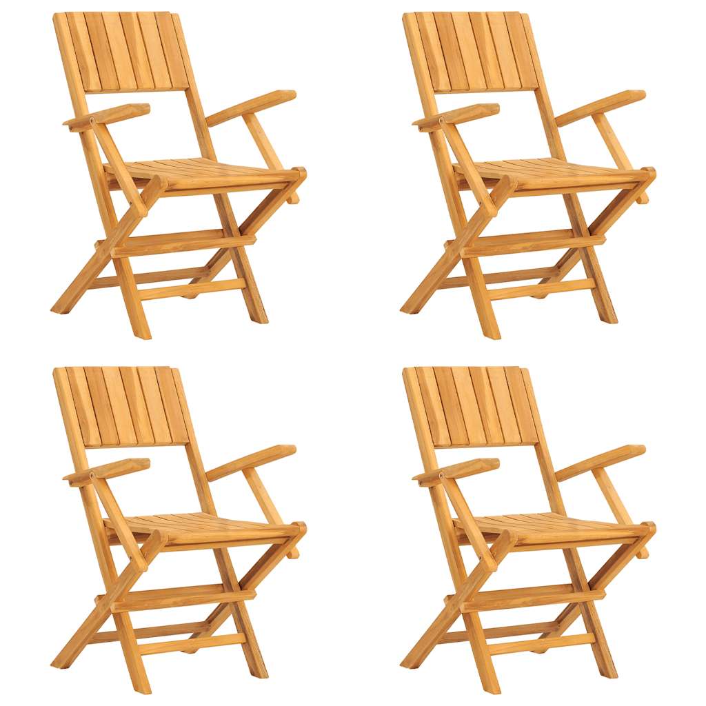 vidaXL Καρέκλες Κήπου Πτυσσόμενες 4 τεμ. 55x61x90 εκ. Μασίφ Ξύλο Teak