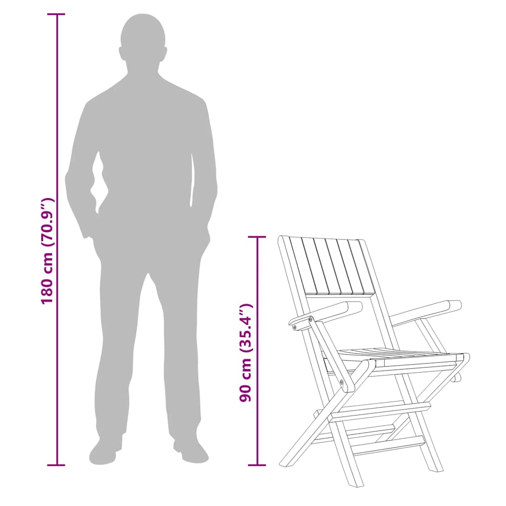 vidaXL Καρέκλες Κήπου Πτυσσόμενες 6 τεμ. 55x61x90 εκ. Μασίφ Ξύλο Teak