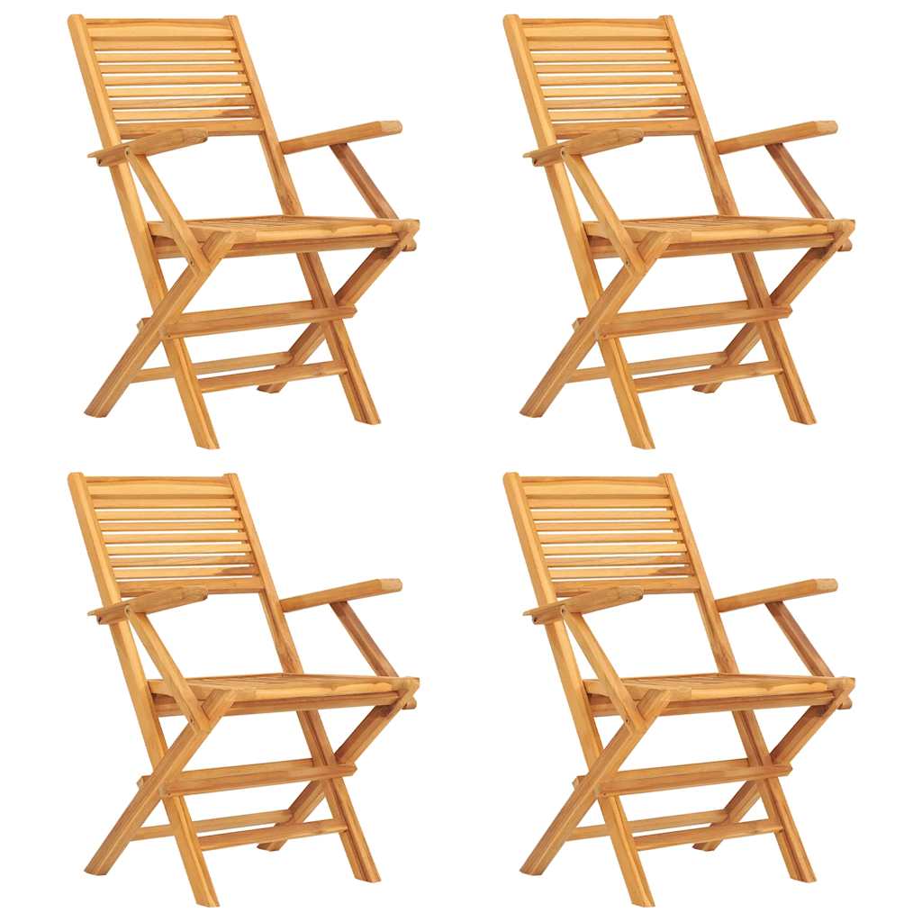 vidaXL Καρέκλες Κήπου Πτυσσόμενες 4 τεμ. 55x62x90 εκ. Μασίφ Ξύλο Teak