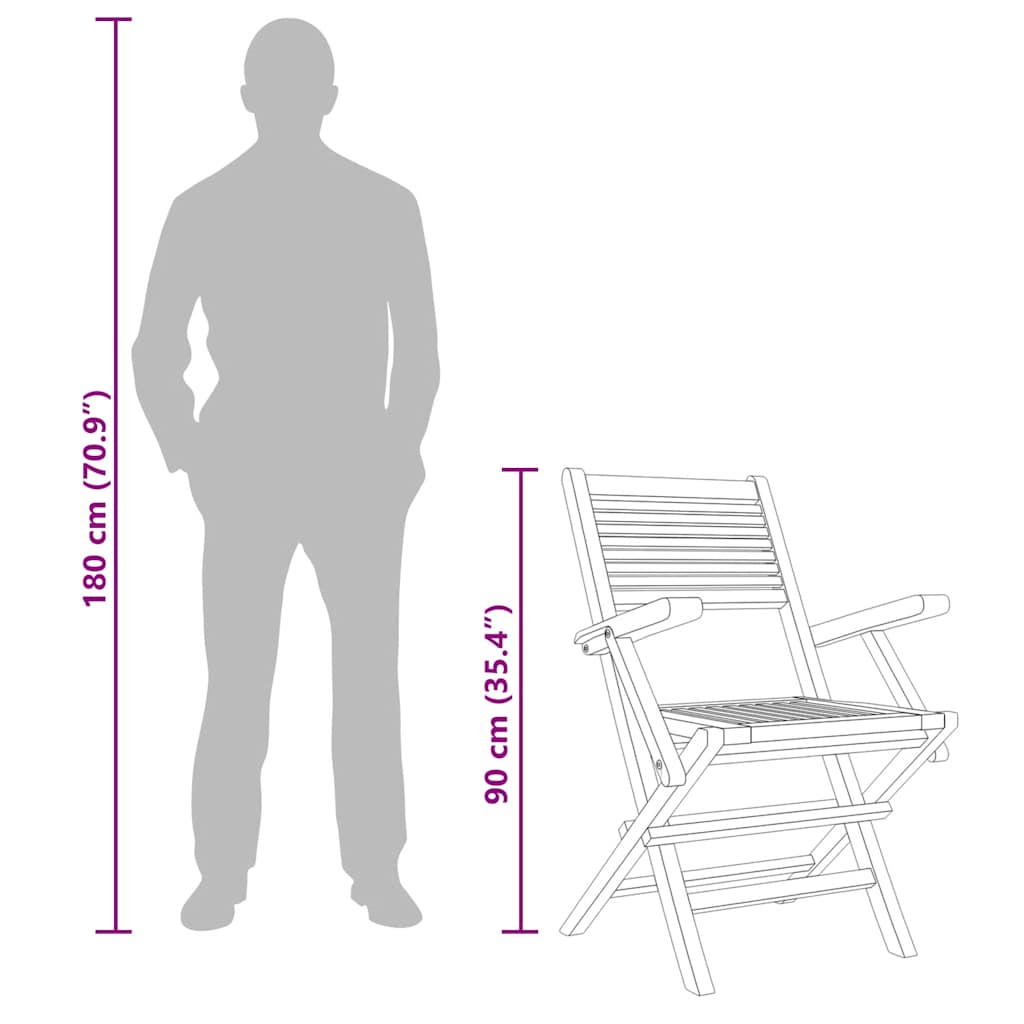 vidaXL Καρέκλες Κήπου Πτυσσόμενες 4 τεμ. 55x62x90 εκ. Μασίφ Ξύλο Teak