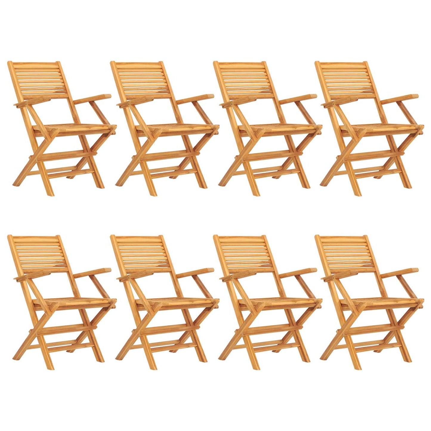 vidaXL Πτυσσόμενες Καρέκλες 8 τεμ. 55x62x90 εκ. Μασίφ Ξύλο Teak