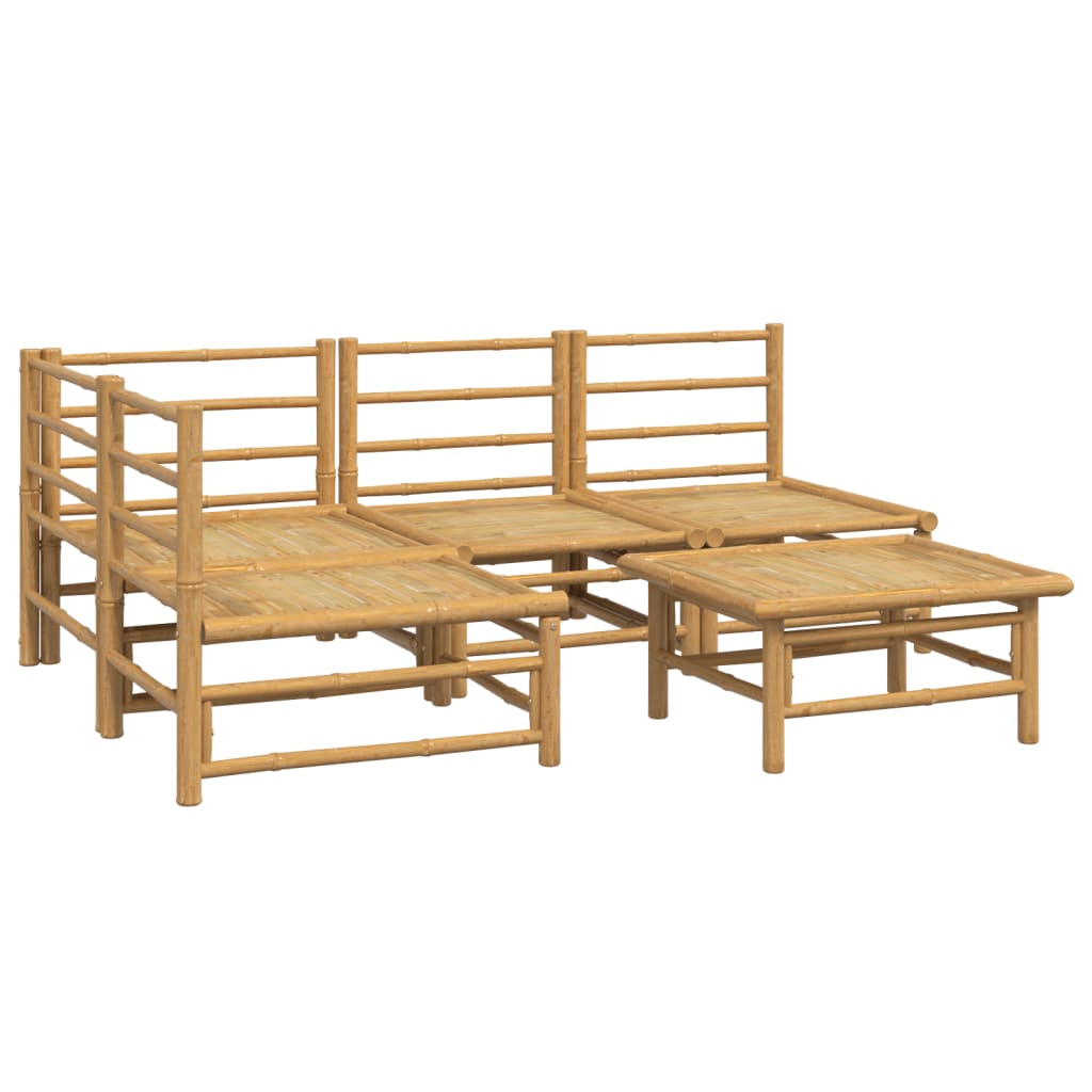 vidaXL Σαλόνι Κήπου Σετ 5 Τεμαχίων από Μπαμπού με Αν. Γκρι Μαξιλάρια