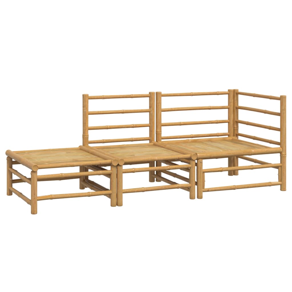 vidaXL Σαλόνι Κήπου Σετ 3 Τεμαχίων από Μπαμπού με Αν. Γκρι Μαξιλάρια