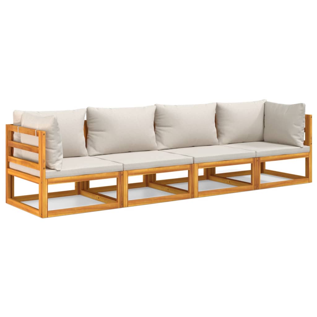 vidaXL Σαλόνι Κήπου Σετ 4 Τεμαχίων Μασίφ Ξύλο με Αν. Γκρι Μαξιλάρια