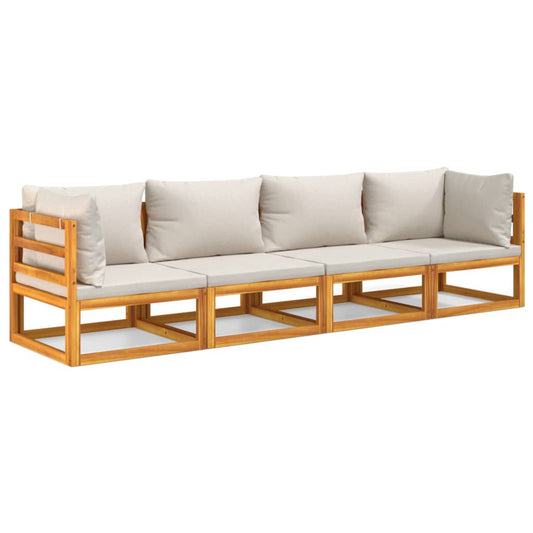 vidaXL Σαλόνι Κήπου Σετ 4 Τεμαχίων Μασίφ Ξύλο με Αν. Γκρι Μαξιλάρια