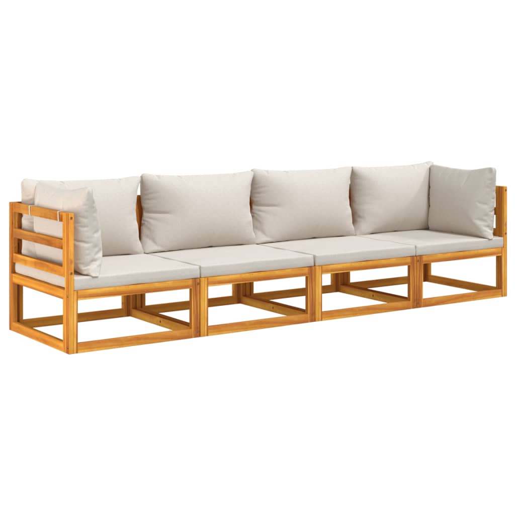 vidaXL Σαλόνι Κήπου Σετ 4 Τεμαχίων Μασίφ Ξύλο με Αν. Γκρι Μαξιλάρια