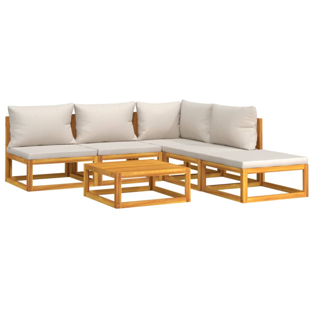 vidaXL Σαλόνι Κήπου Σετ 6 Τεμαχίων Μασίφ Ξύλο με Αν. Γκρι Μαξιλάρια