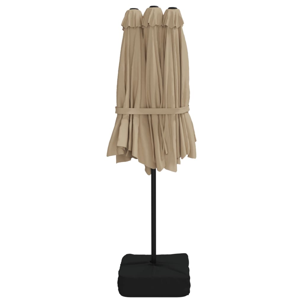 vidaXL Ομπρέλα με Διπλή Κορυφή Taupe 449 x 265 εκ.