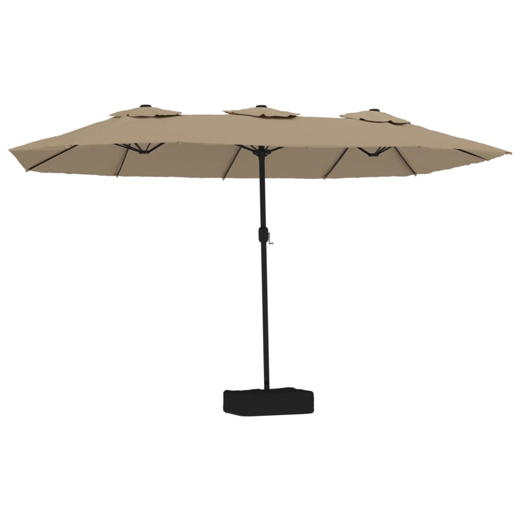vidaXL Ομπρέλα Κήπου με Διπλή Κορυφή και LED Taupe 449 x 265 εκ.