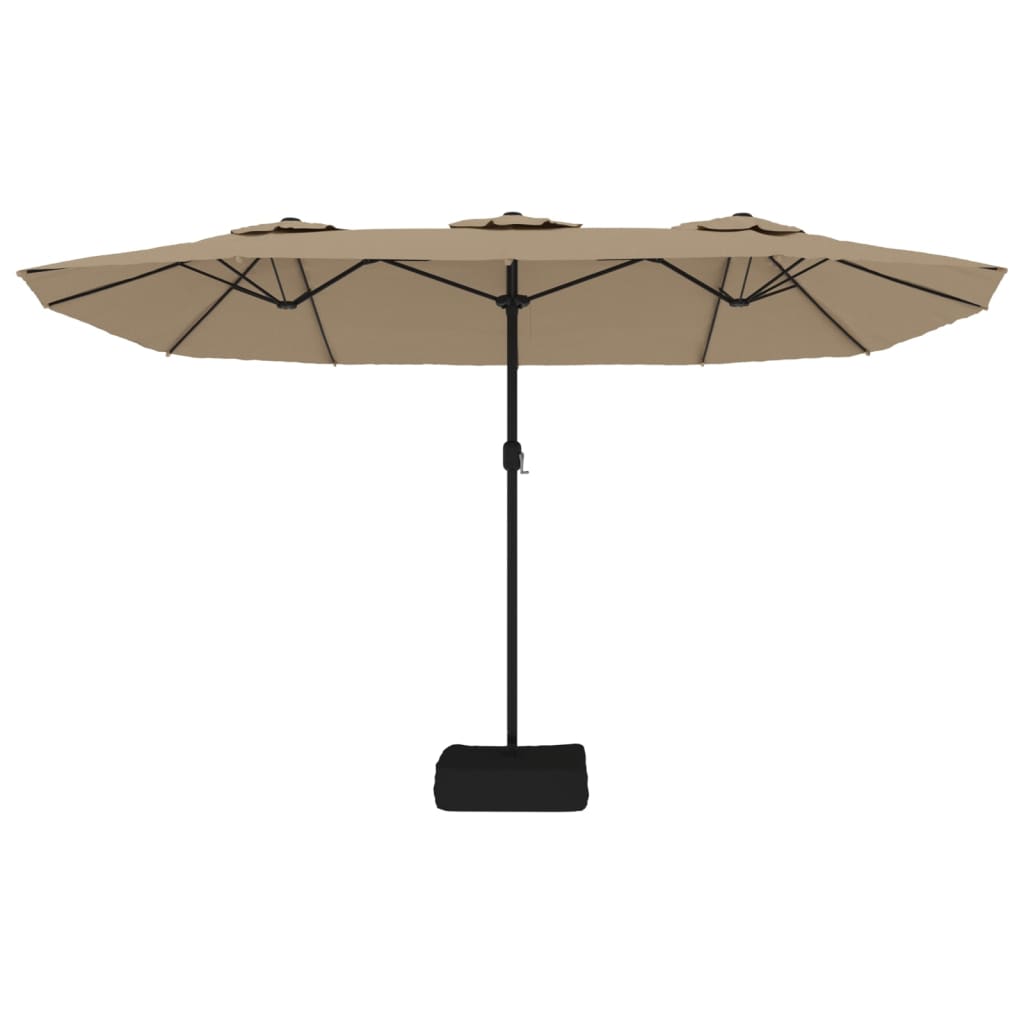 vidaXL Ομπρέλα Κήπου με Διπλή Κορυφή και LED Taupe 449 x 265 εκ.