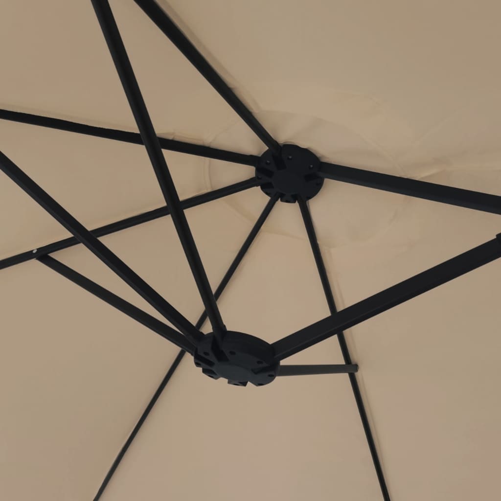 vidaXL Ομπρέλα Κήπου με Διπλή Κορυφή και LED Taupe 449 x 265 εκ.