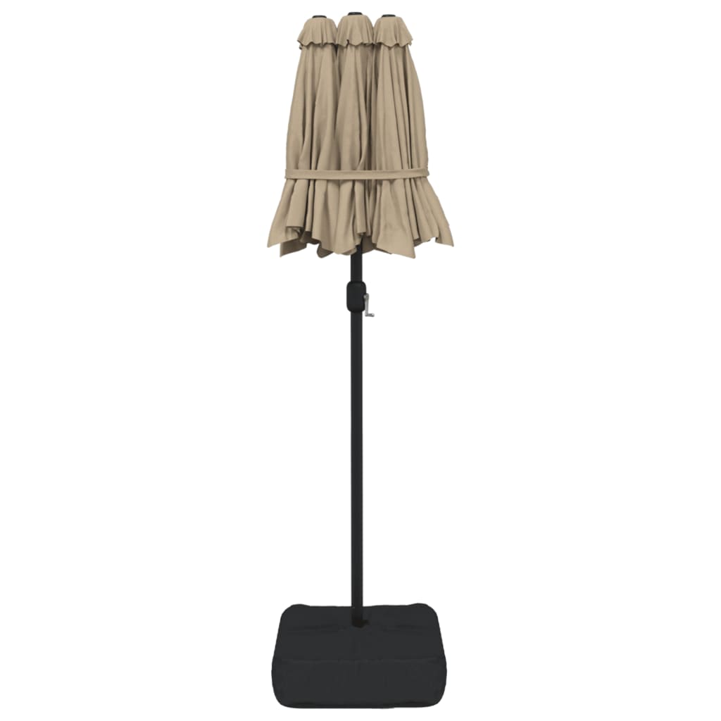 vidaXL Ομπρέλα Κήπου με Διπλή Κορυφή και LED Taupe 316 x 145 εκ.
