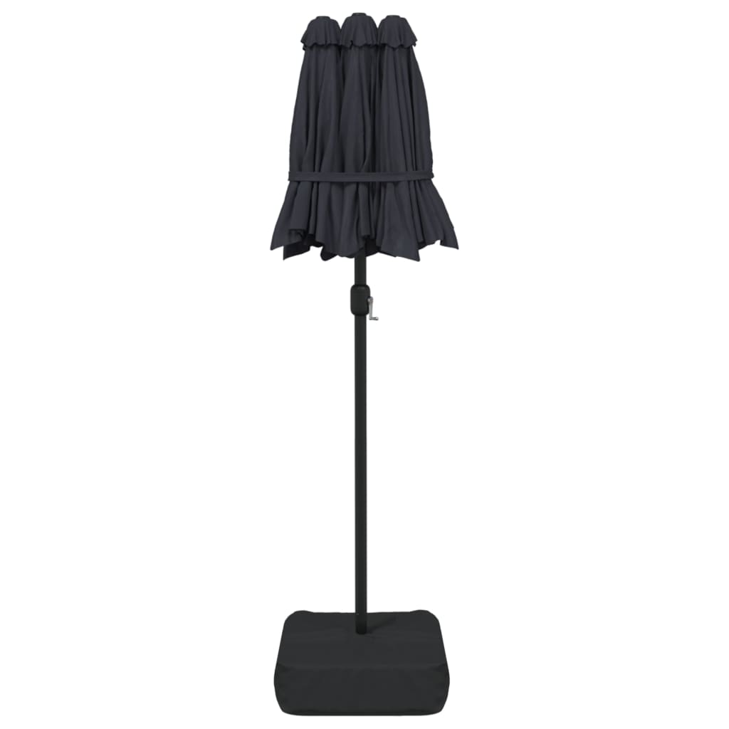 vidaXL Ομπρέλα Κήπου με Διπλή Κορυφή και LED Μαύρη 316 x 145 εκ.