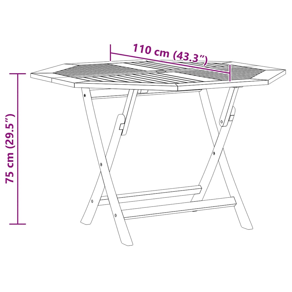 vidaXL Τραπέζι Κήπου Πτυσσόμενο 110 x 110 x 75 εκ. Μασίφ Ξύλο Teak