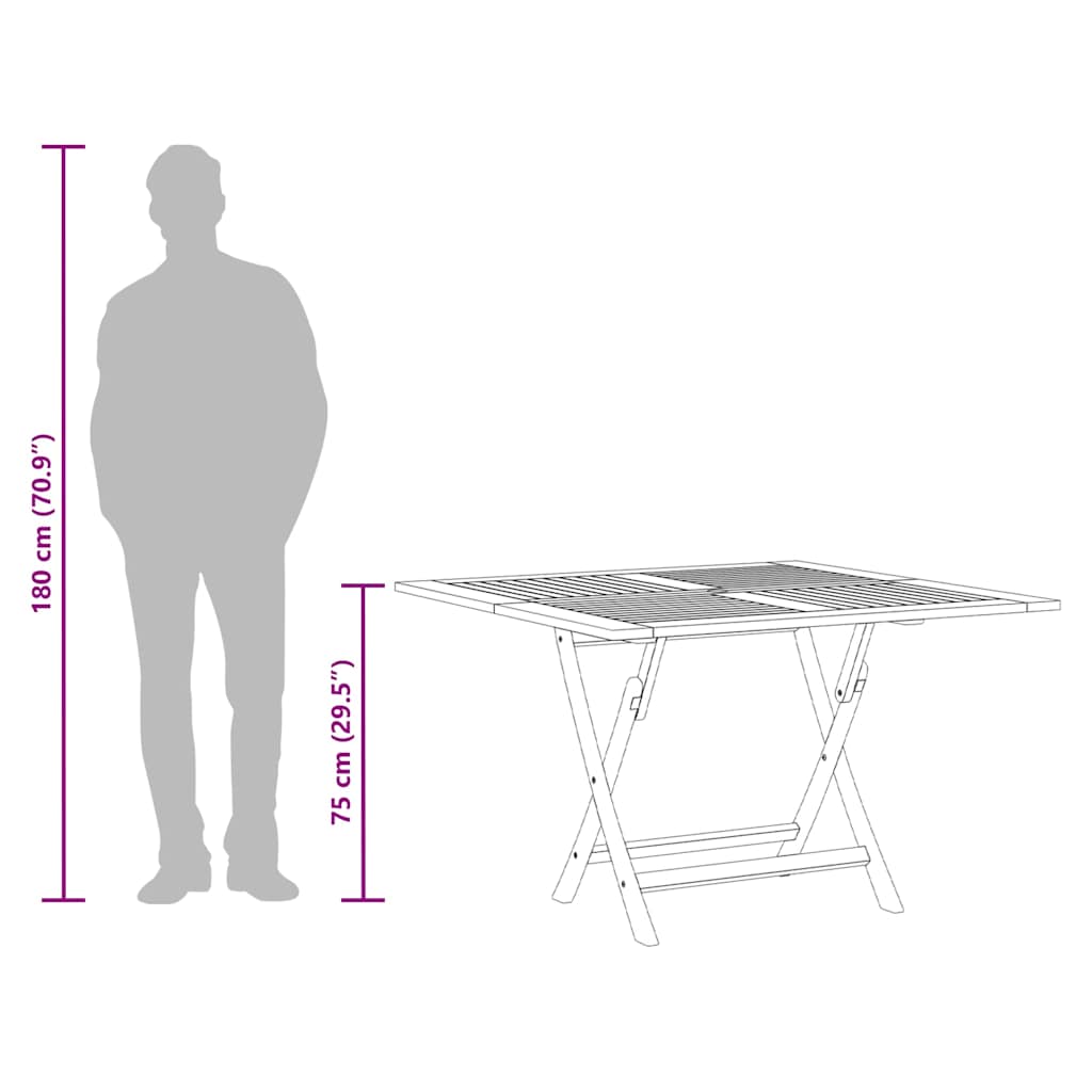 vidaXL Τραπέζι Κήπου Πτυσσόμενο Ø 110 x 75 εκ. Μασίφ Ξύλο Teak