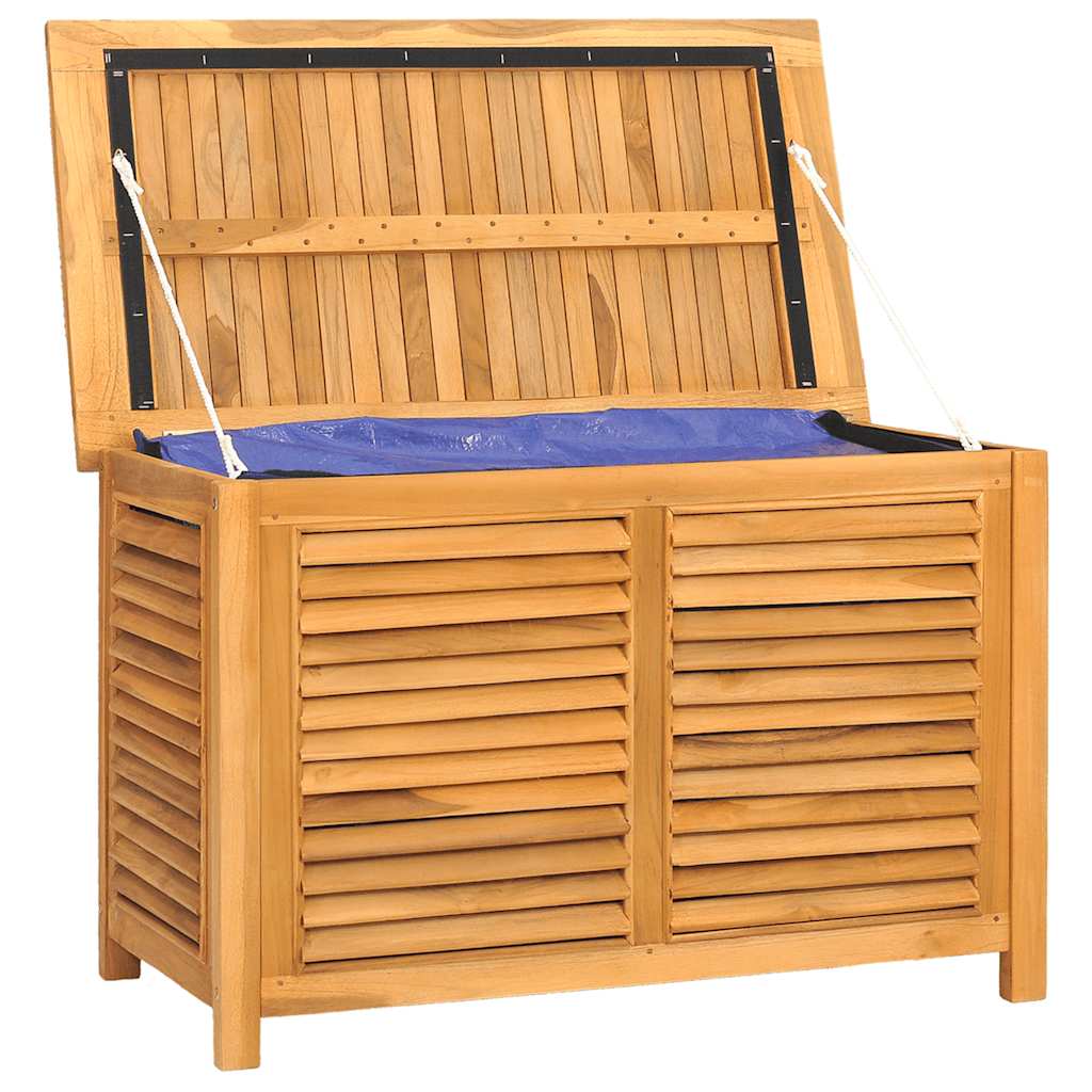 vidaXL Μπαούλο Αποθήκευσης Κήπου με Τσάντα 90x50x58 εκ Μασίφ Ξύλο Teak