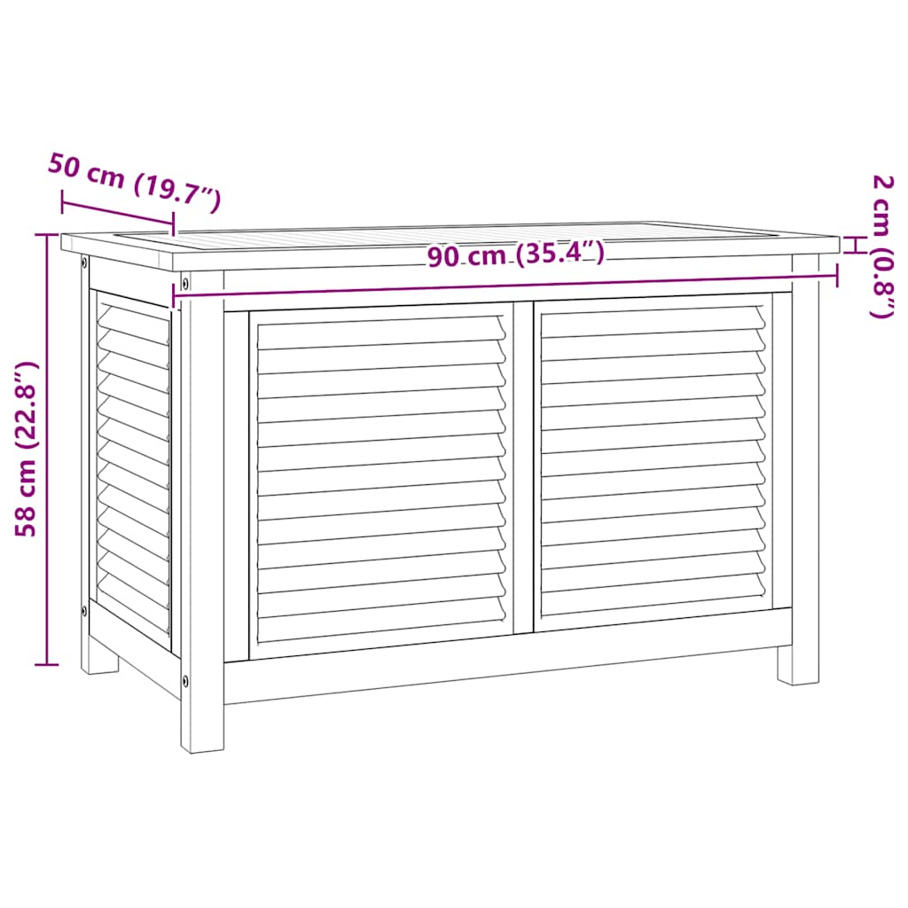 vidaXL Μπαούλο Αποθήκευσης Κήπου με Τσάντα 90x50x58 εκ Μασίφ Ξύλο Teak