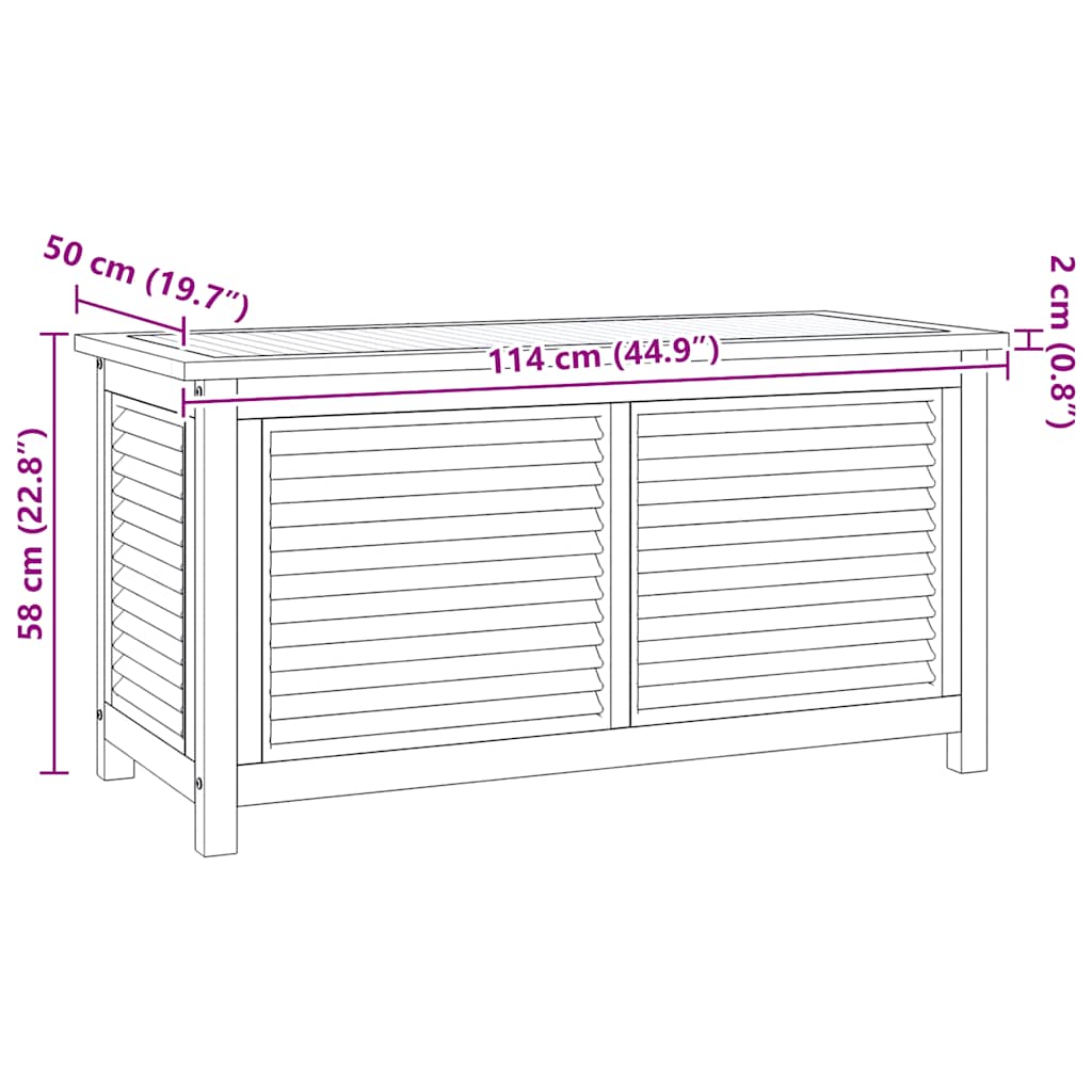 vidaXL Μπαούλο Αποθήκευσης Κήπου με Τσάντα 114x50x58εκ Μασίφ Ξύλο Teak