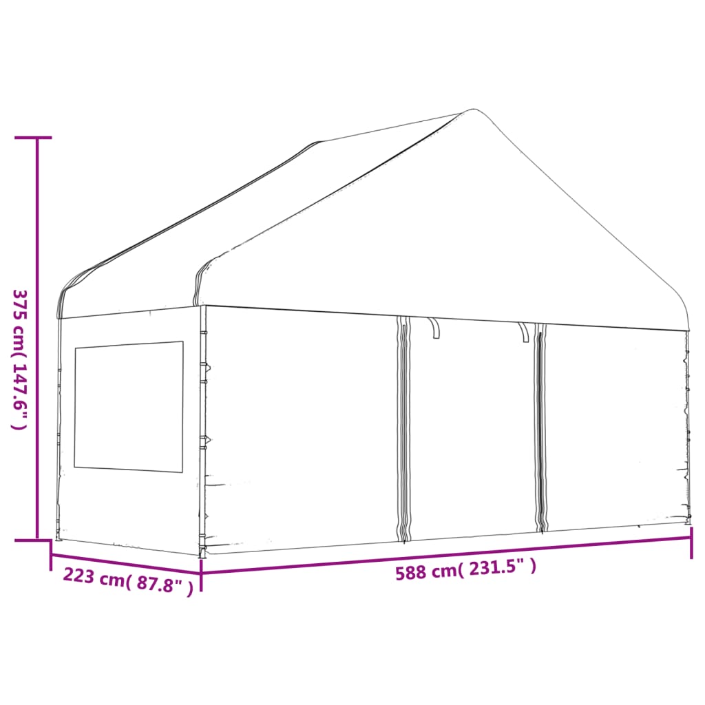 vidaXL Κιόσκι με Τέντα Λευκό 4,46 x 5,88 x 3,75 μ. από Πολυαιθυλένιο
