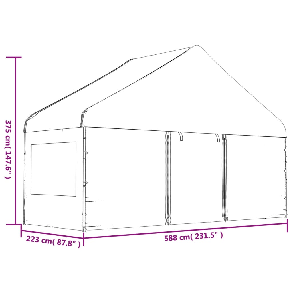 vidaXL Κιόσκι με Τέντα Λευκό 15,61 x 5,88 x 3,75 μ. από Πολυαιθυλένιο