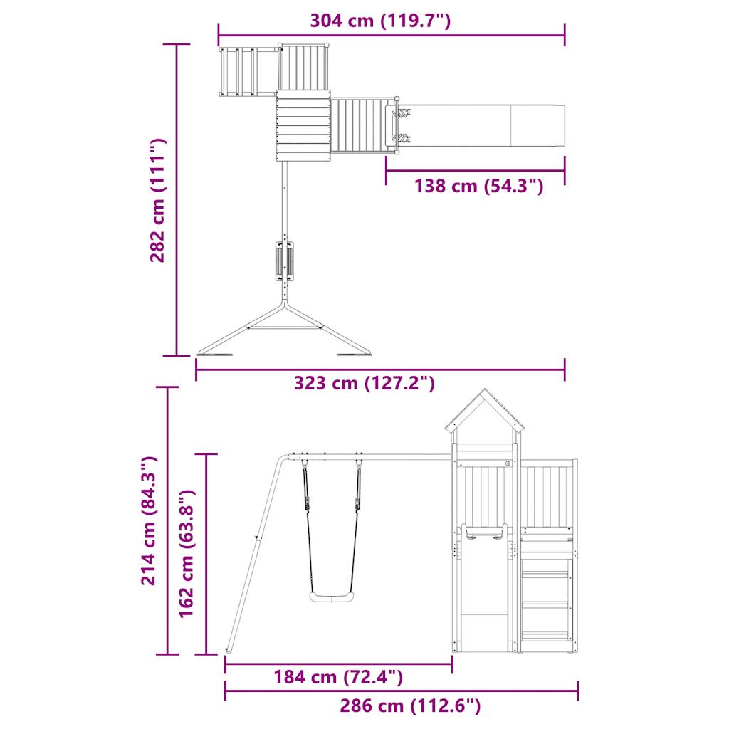vidaXL Παιδική Χαρά Εξωτερικού Χώρου από Μασίφ Ξύλο Ψευδοτσούγκας