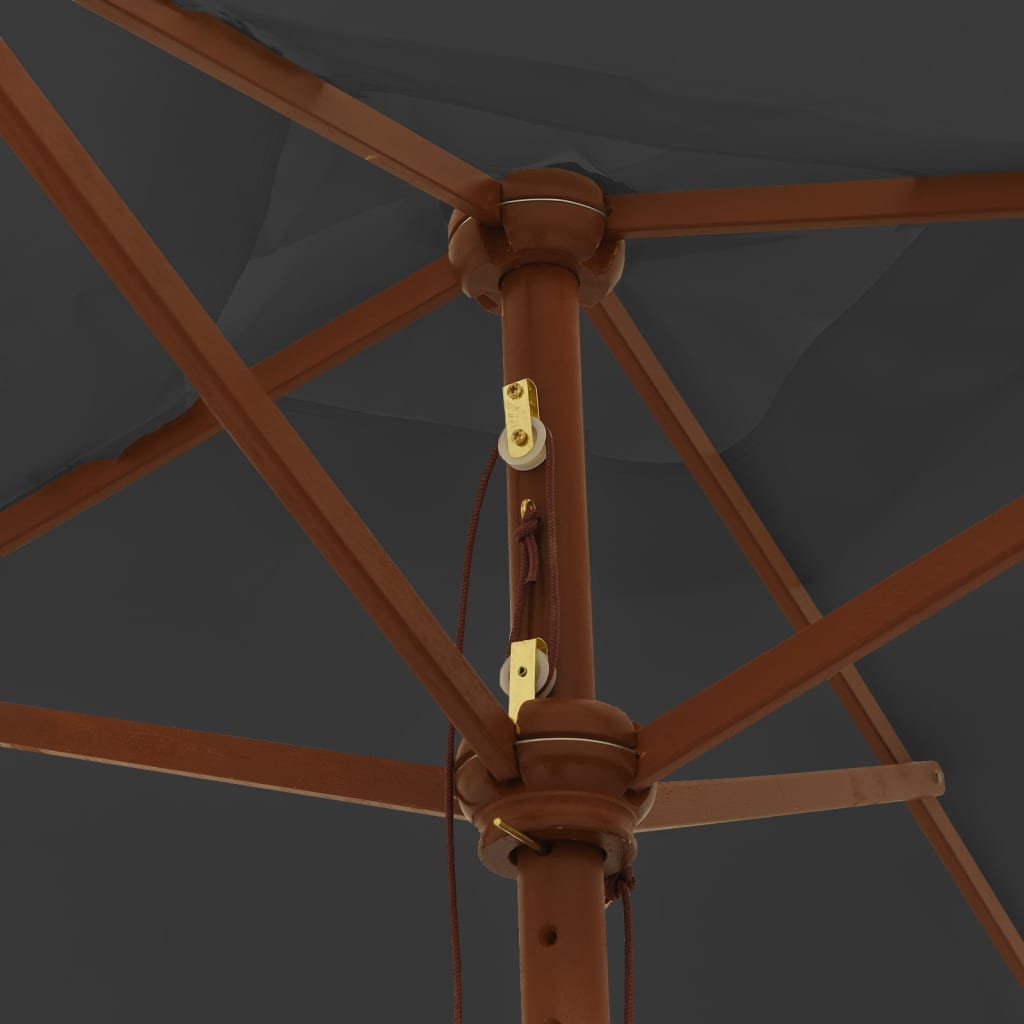 vidaXL Ομπρέλα Κήπου με Ξύλινο Ιστό Ανθρακί 198x198x231 εκ.