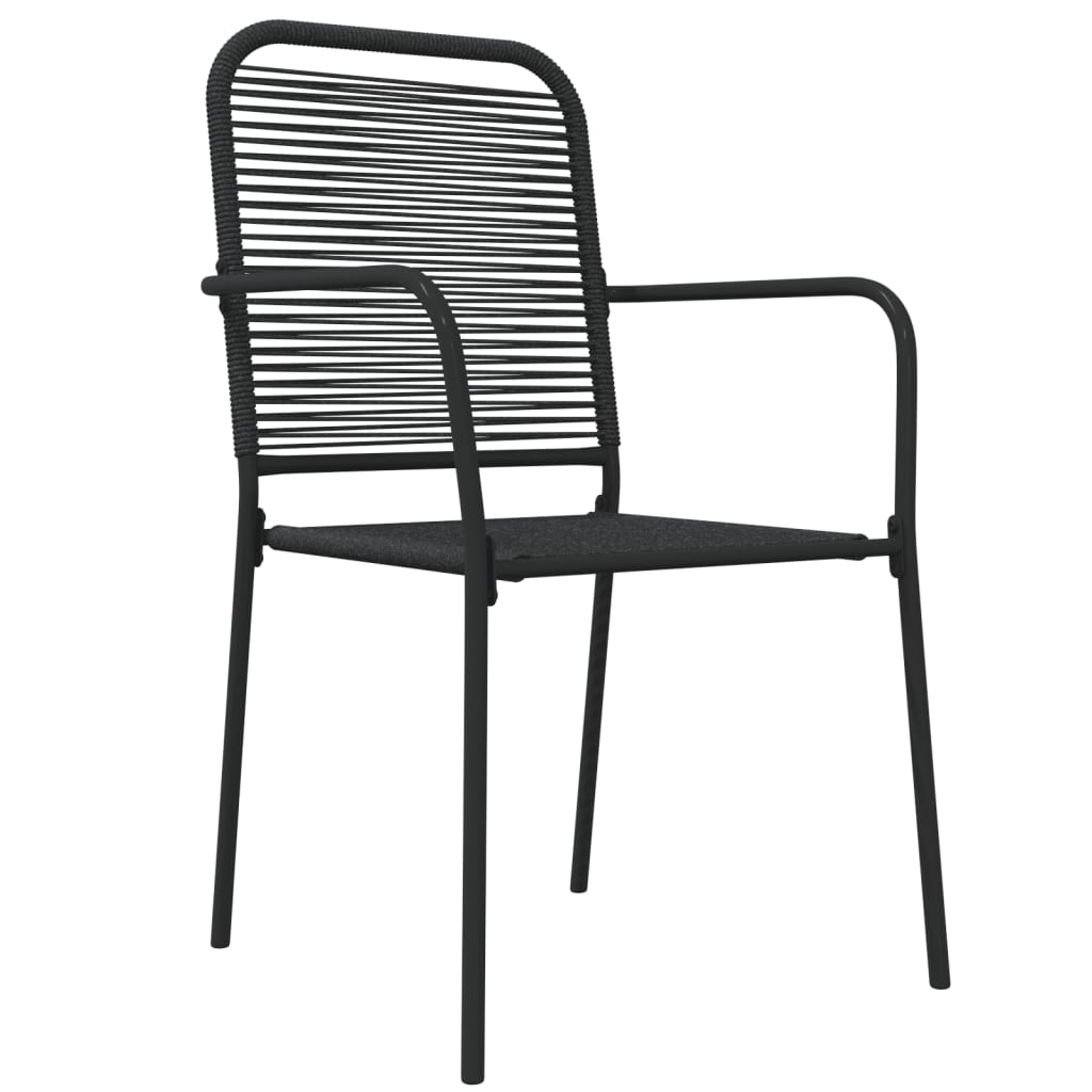 vidaXL Σετ Τραπεζαρίας Κήπου 7 Τεμαχίων Μαύρο Βαμβακερό Σχοινί/Ατσάλι