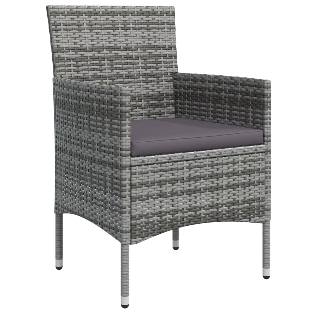 vidaXL Σετ Τραπεζαρίας Κήπου 7 τεμ. Γκρι / Μαύρο με Μαξιλάρια