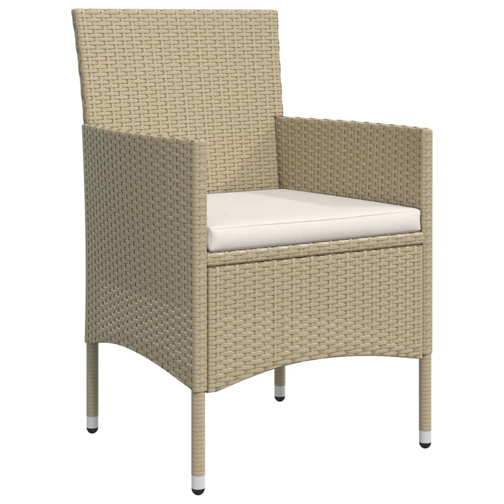 vidaXL Σετ Τραπεζαρίας Κήπου 7 Τεμαχίων Μπεζ και Μαύρο με Μαξιλάρια