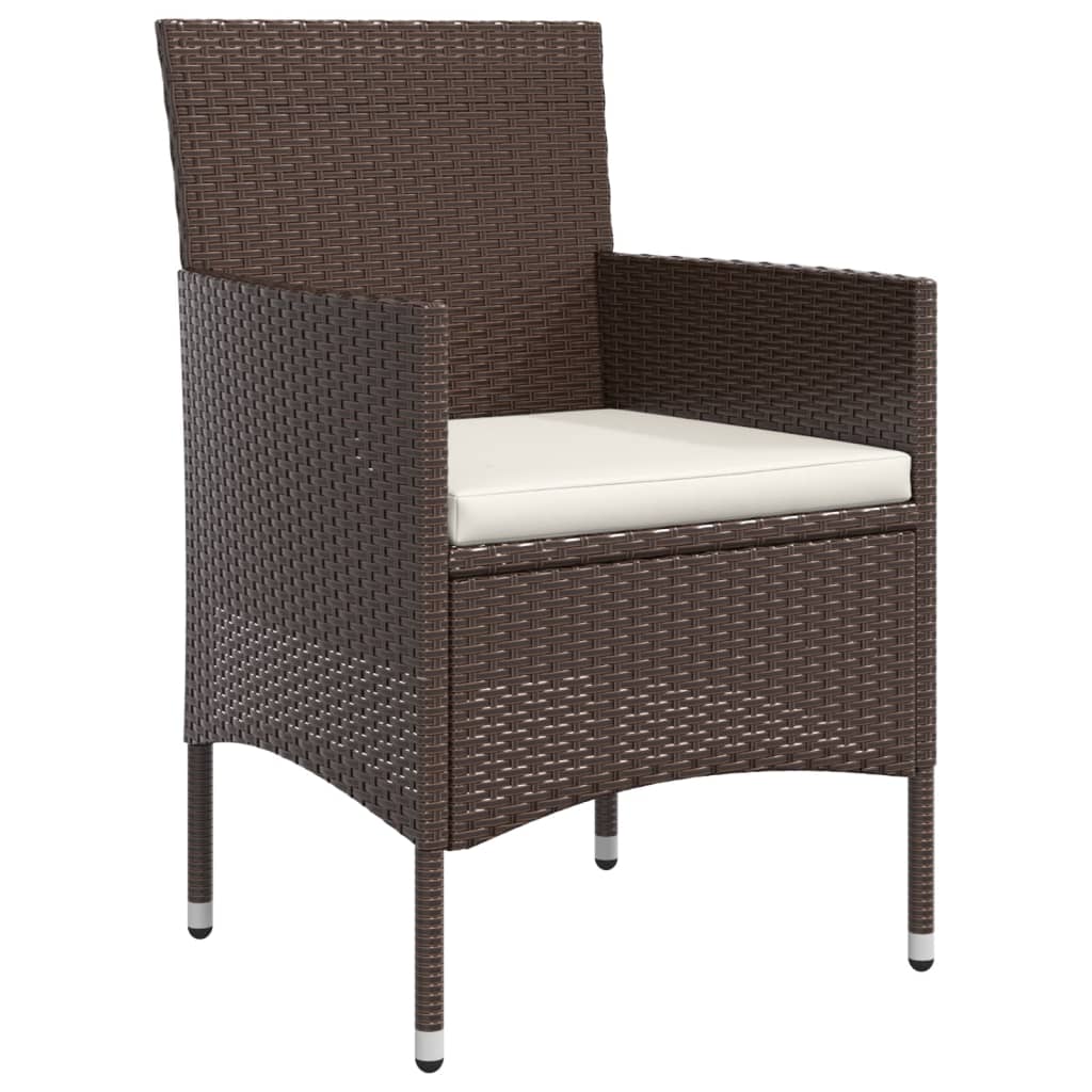 vidaXL Σετ Τραπεζαρίας Κήπου 7 Τεμαχίων Καφέ & Μαύρο με Μαξιλάρια