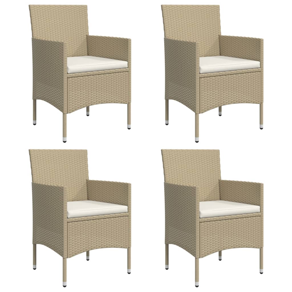 vidaXL Σετ Τραπεζαρίας Κήπου 5 Τεμαχίων Μπεζ και Μαύρο με Μαξιλάρια